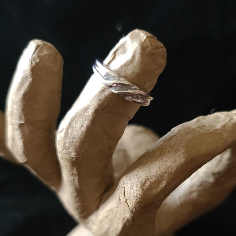 Sterling Silver Wedding Band with Diamonds